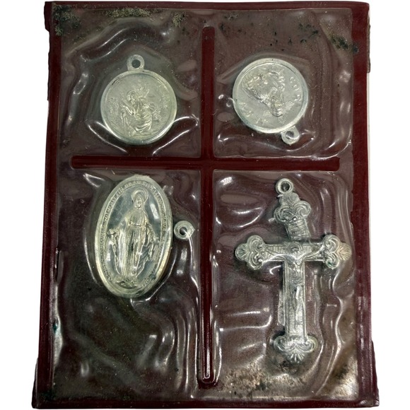 Unbranded Jewelry - Vintage Catholic Religious Medals Set Miraculous St Christopher Crucifix Charms